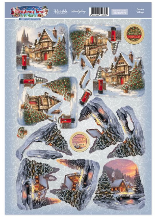 Snowy Village Decoupage Topper Sheet